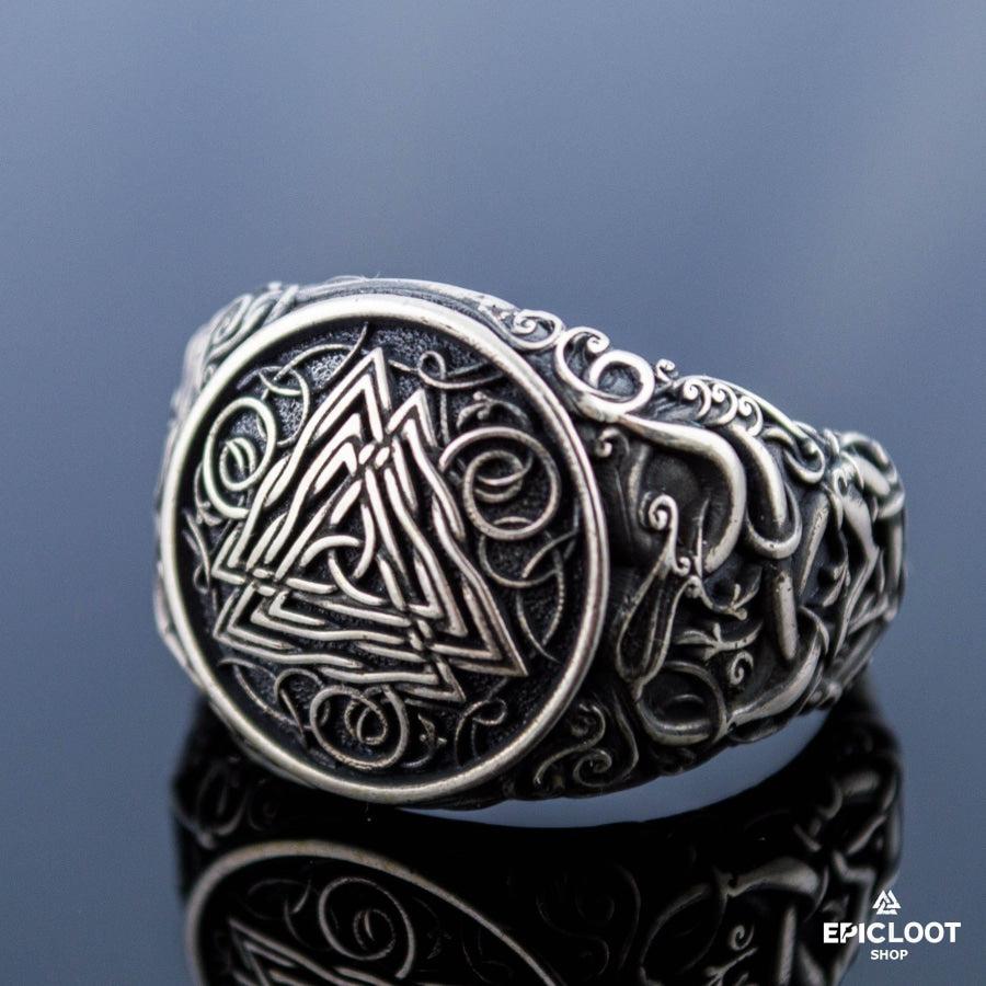 925 silver Valknut Symbol Ring Urnes Style