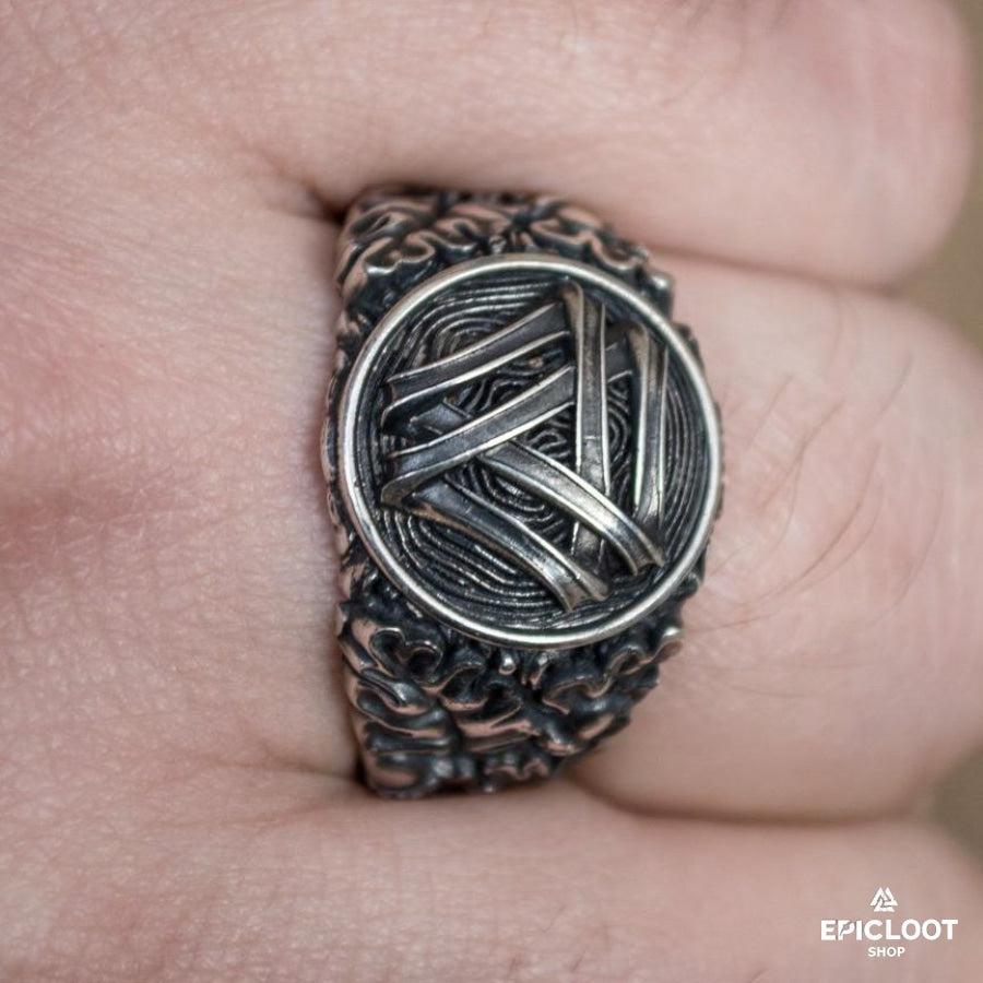 925 silver Valknut Symbol with Oak Leaves and Acorns