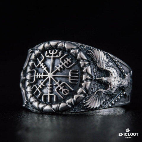 925 silver Vegvisir Symbol Raven Design