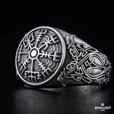 925 silver Vegvisir Symbol Ring Nordic Carving