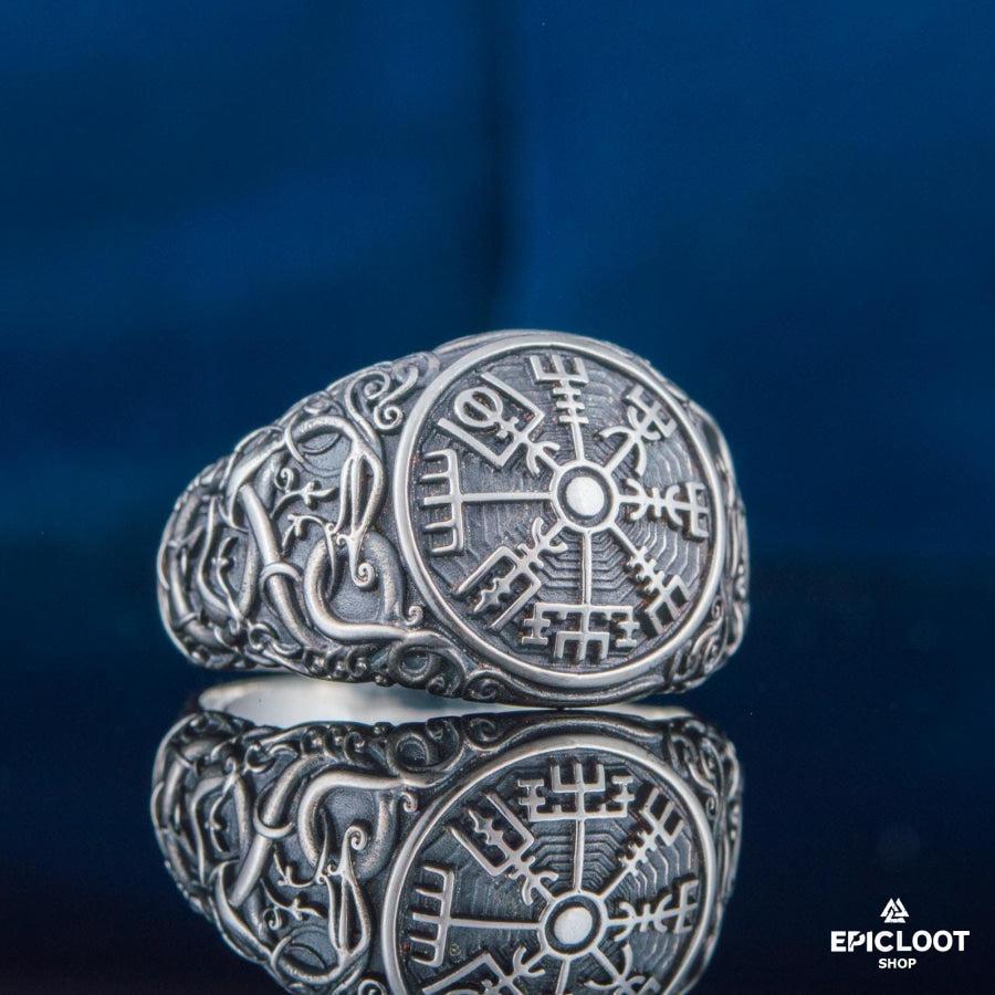 925 silver Vegvisir Symbol Ring Urnes Style