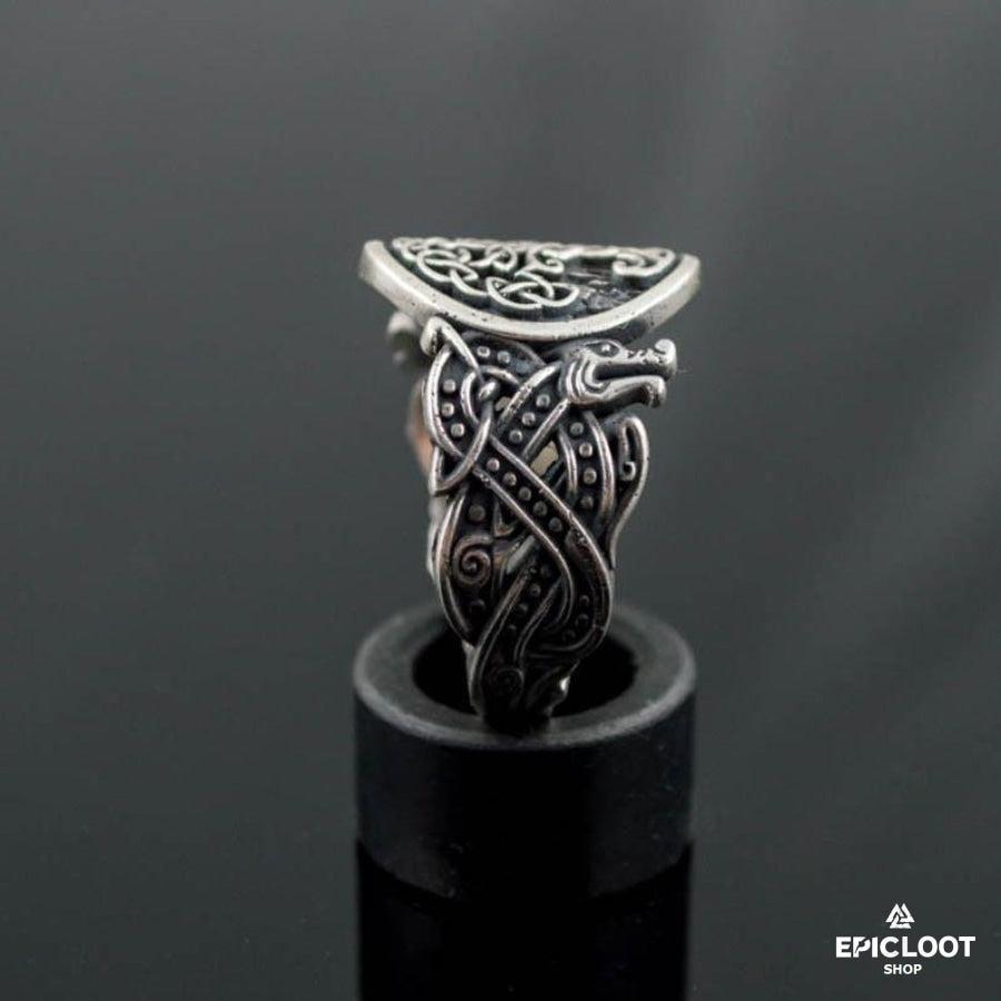 925 silver Yggdrasil Ring Wolf Design