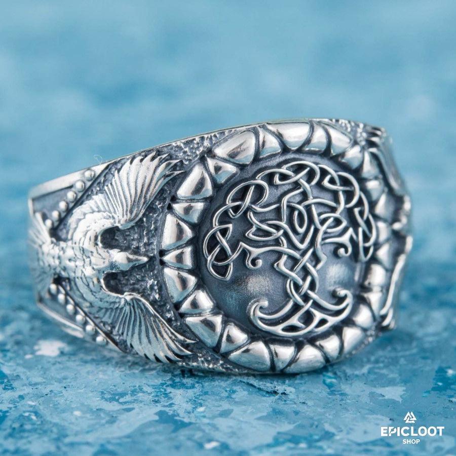 925 silver Yggdrasil Symbol Raven Style