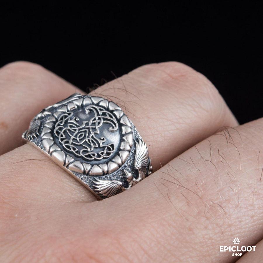 925 silver Yggdrasil Symbol Raven Style