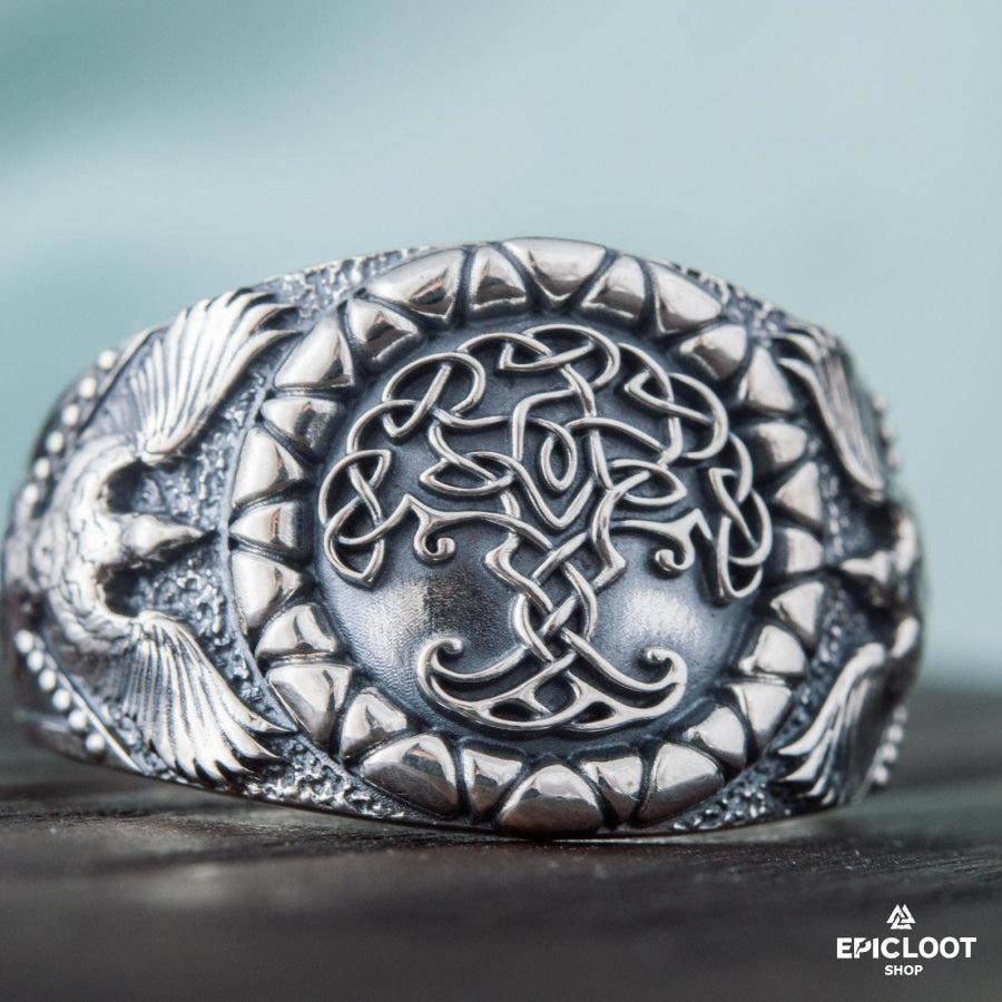 925 silver Yggdrasil Symbol Raven Style