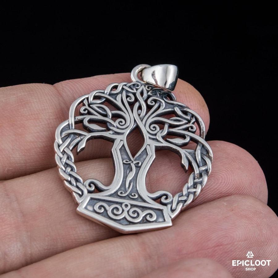 925 Silver Yggdrasil with Mjolnir Pendant
