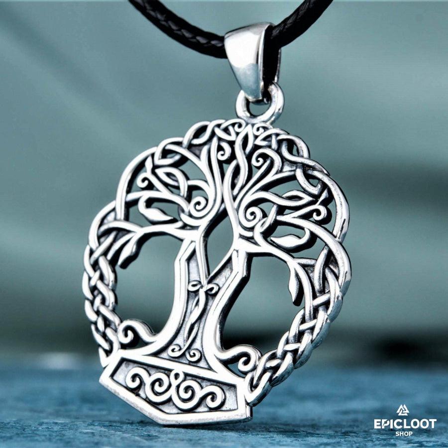 925 Silver Yggdrasil with Mjolnir Pendant