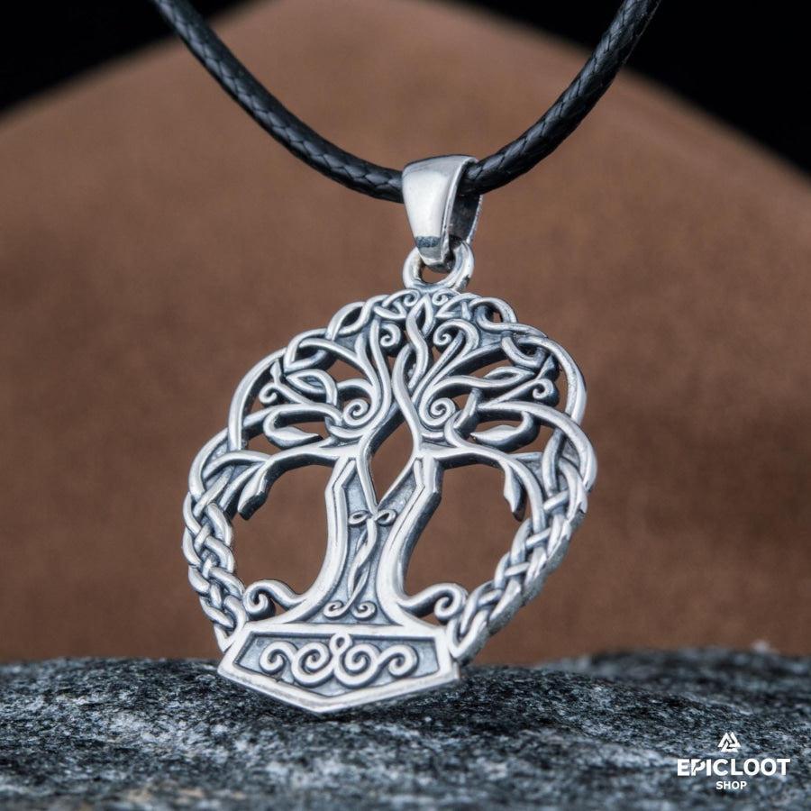 925 Silver Yggdrasil with Mjolnir Pendant