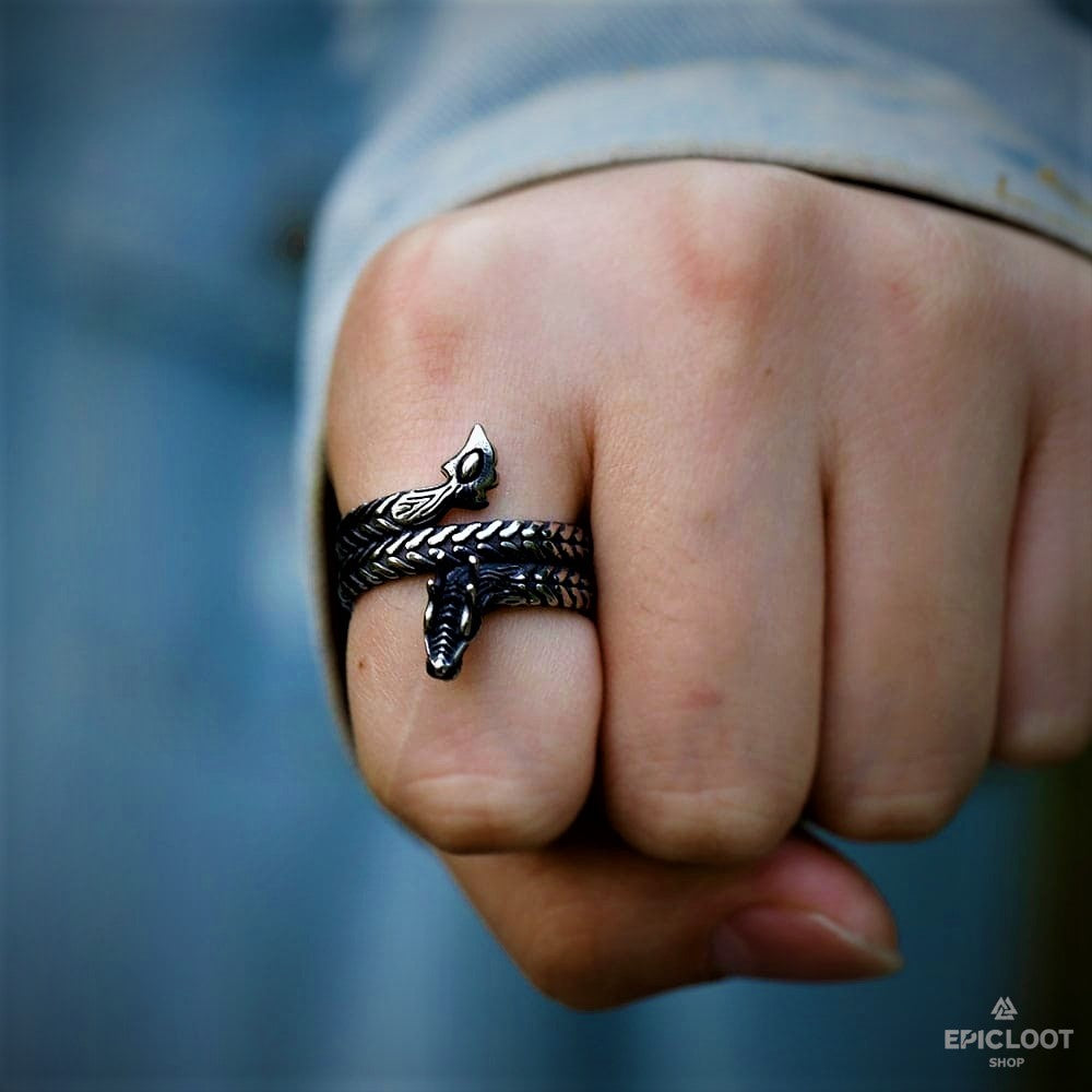 Coiled Dragon Viking Ring