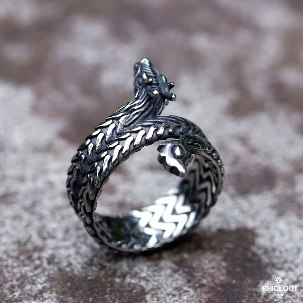 Coiled Dragon Viking Ring