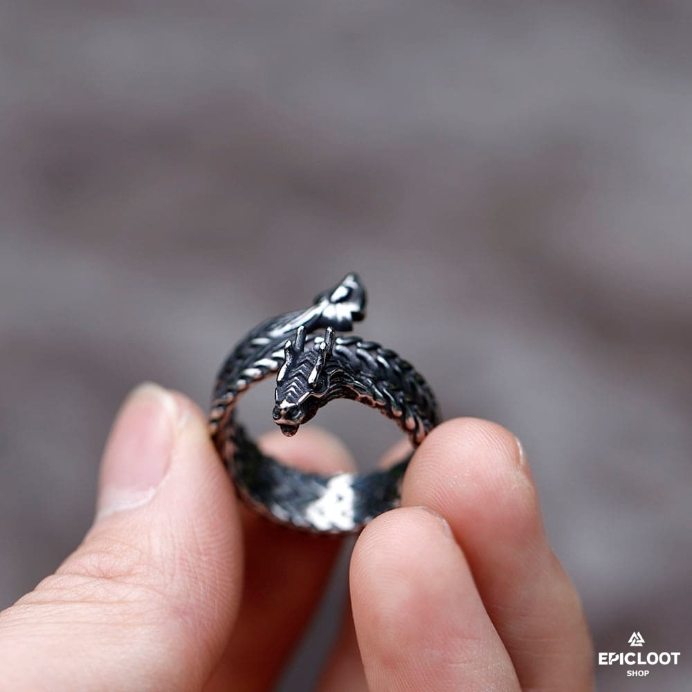 Coiled Dragon Viking Ring
