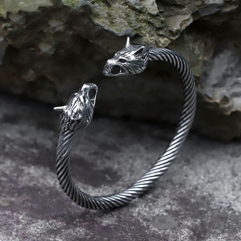 Geri and Freki Wolves Viking Bracelet