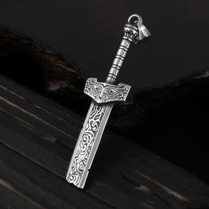 Unique Broken Sword Pendant, Detailed Necklace Design
