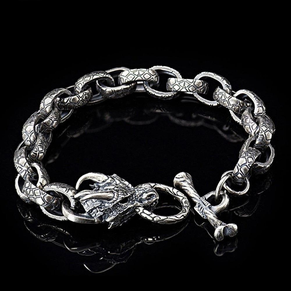 S925 Dragon Head Pure Silver Bracelet