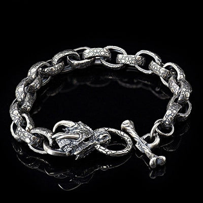 S925 Dragon Head Pure Silver Bracelet