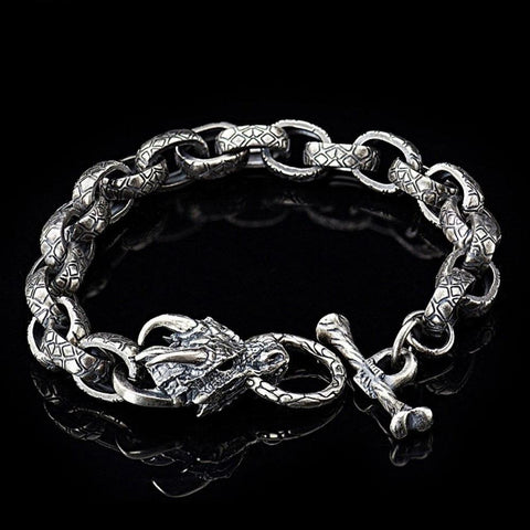 S925 Dragon Head Pure Silver Bracelet