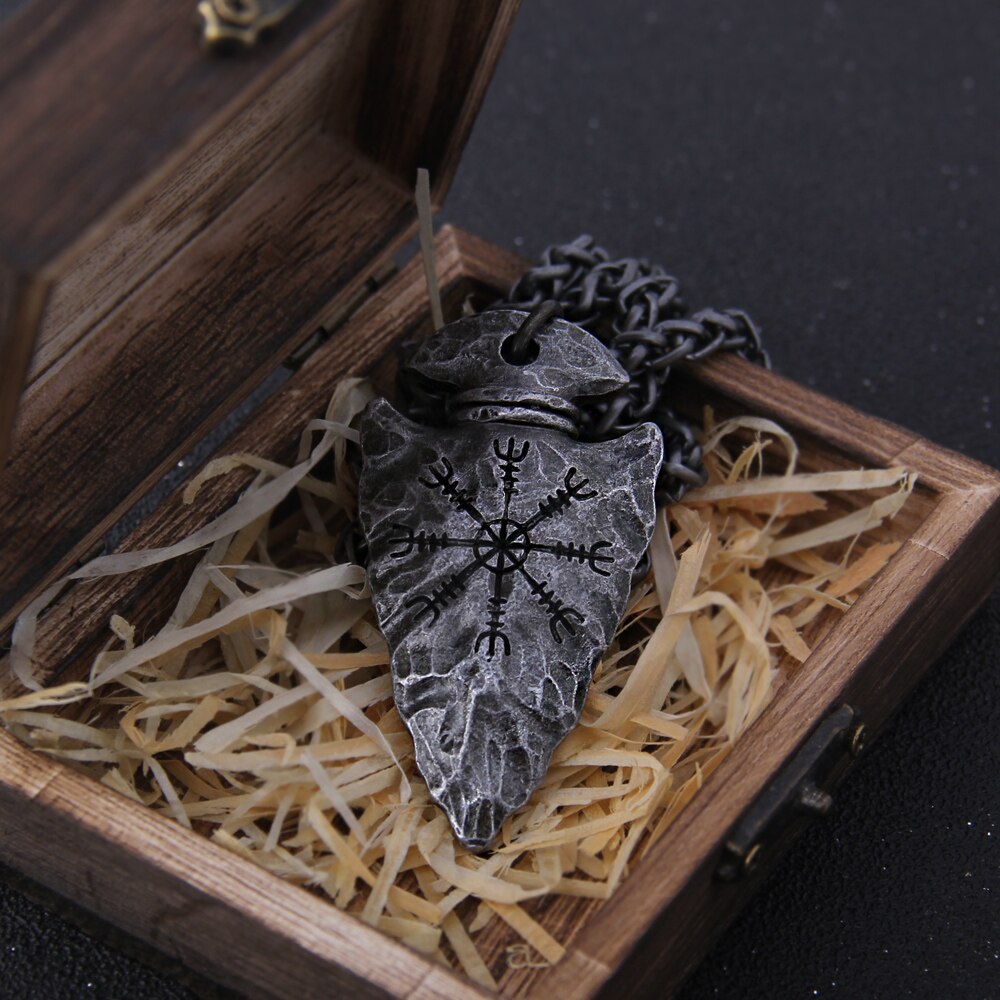 Gungnir Spear with the Helm of Awe Symbol Necklace