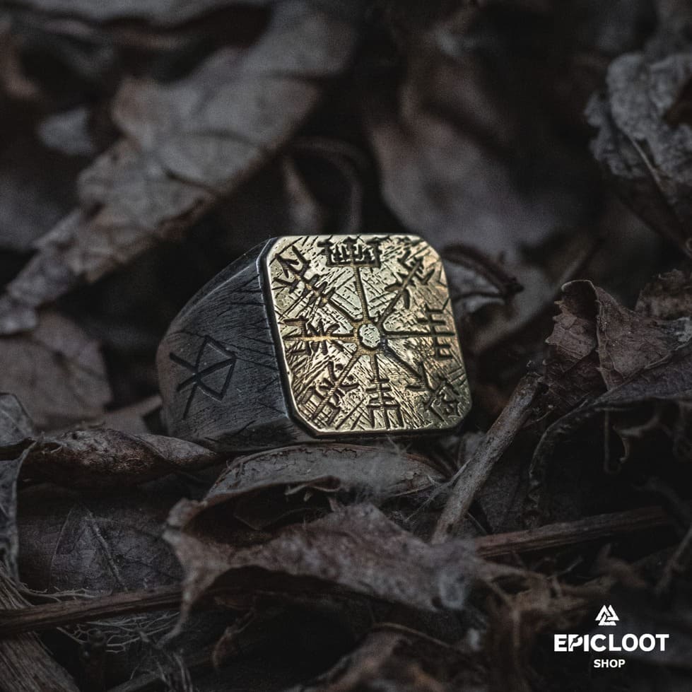 925 Silver Handmade Vegvisir Runic Ring