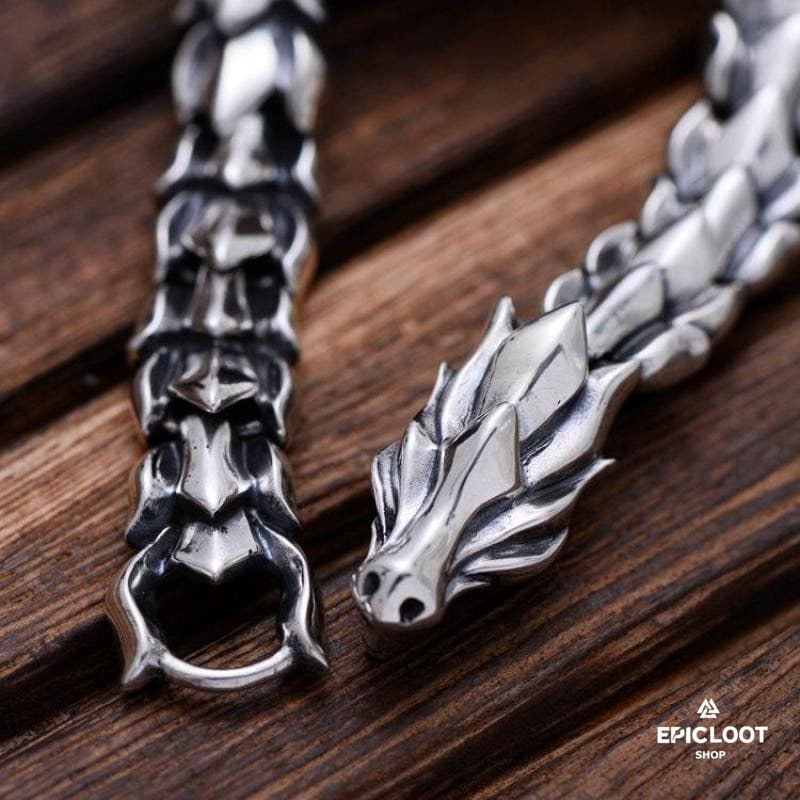 Jormungandr The Midgard Serpent 925 Sterling Silver Bracelet