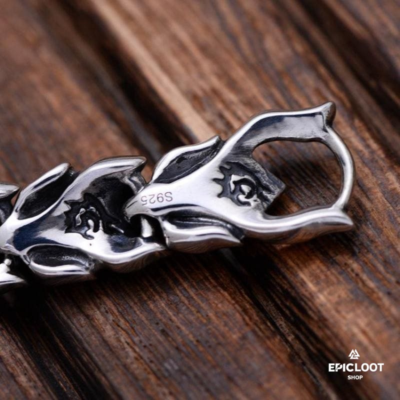 Jormungandr The Midgard Serpent 925 Sterling Silver Bracelet