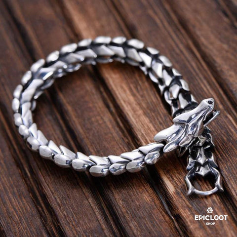 Jormungandr The Midgard Serpent 925 Sterling Silver Bracelet