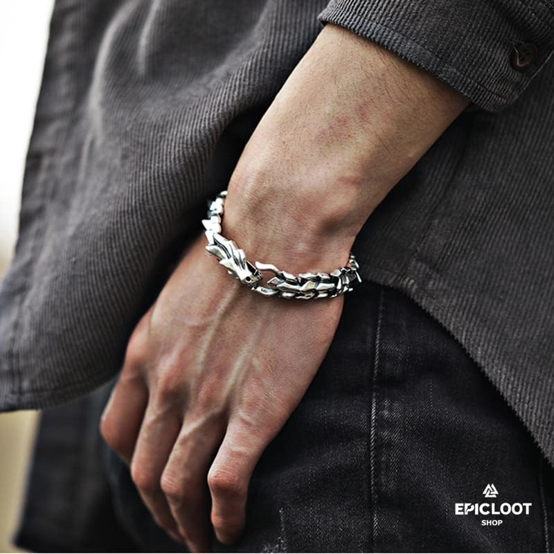 Jormungandr The Midgard Serpent 925 Sterling Silver Bracelet