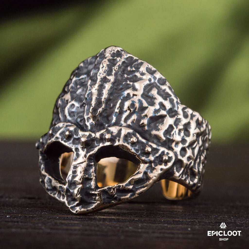 Ruined Helmet Bronze Viking Ring