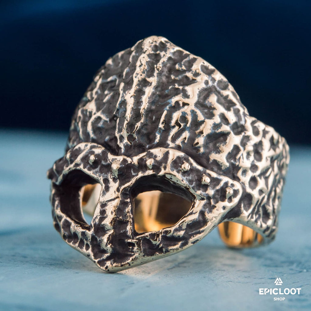 Ruined Helmet Bronze Viking Ring
