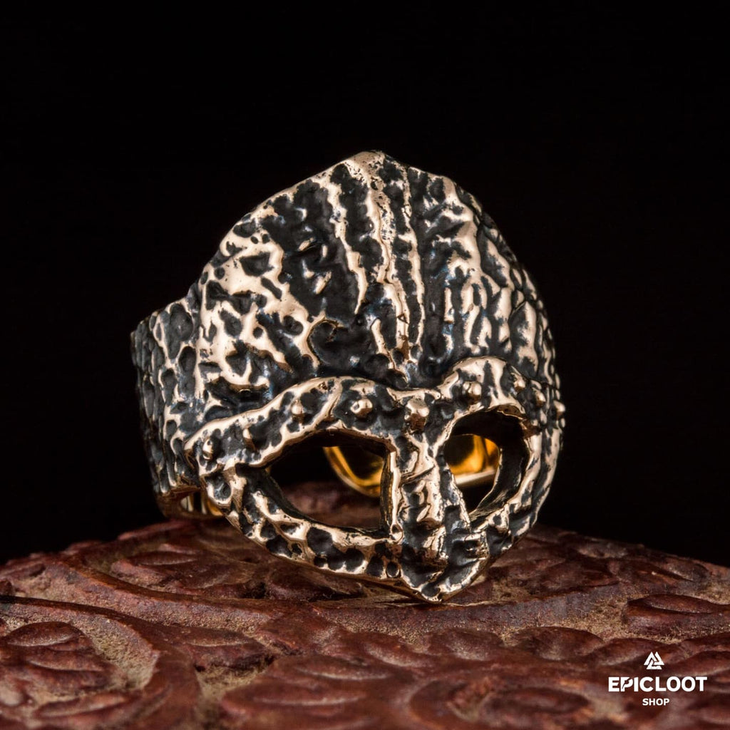 Ruined Helmet Bronze Viking Ring