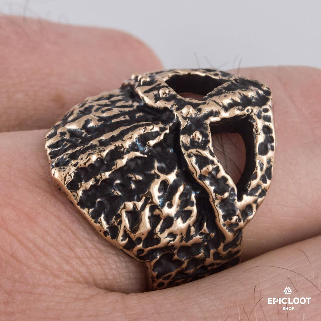 Ruined Helmet Bronze Viking Ring