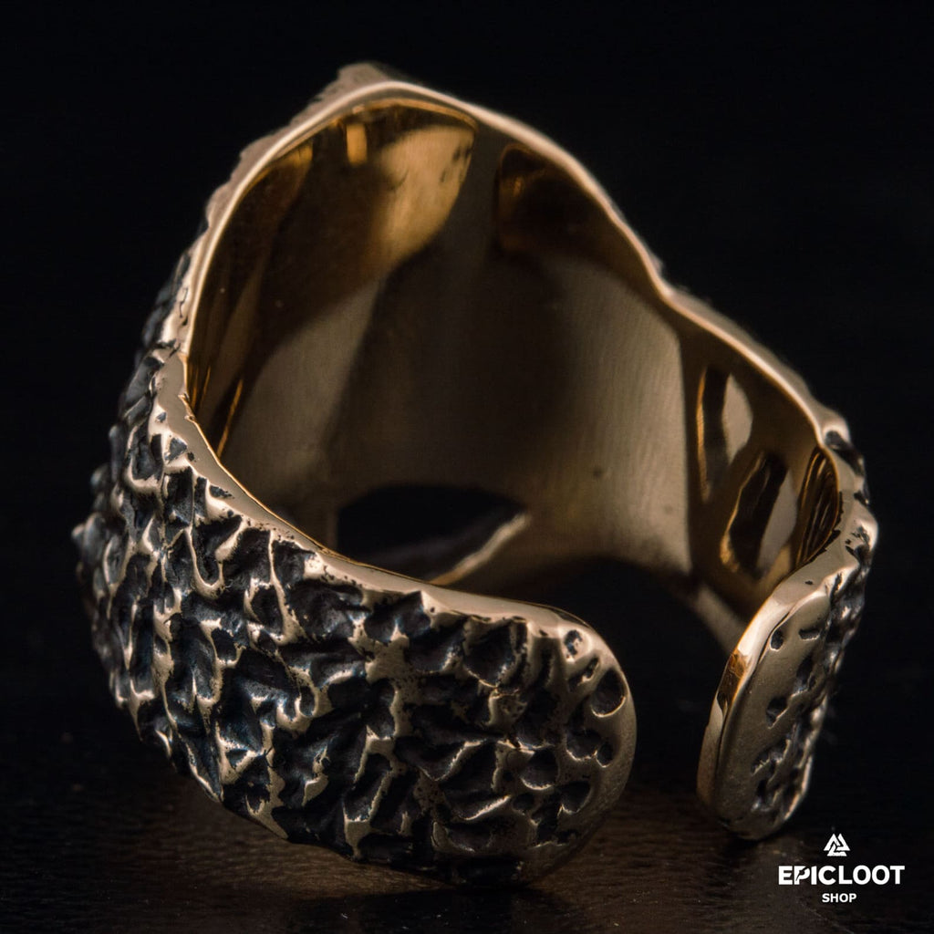 Ruined Helmet Bronze Viking Ring