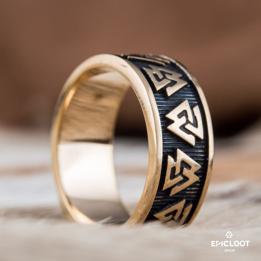 Valknut Symbol Viking Bronze Ring
