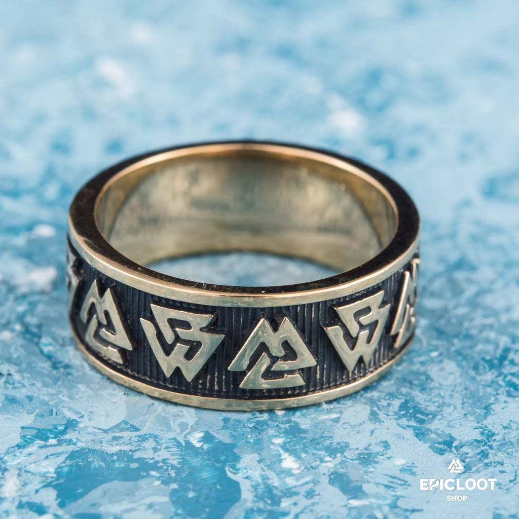 Valknut Symbol Viking Bronze Ring