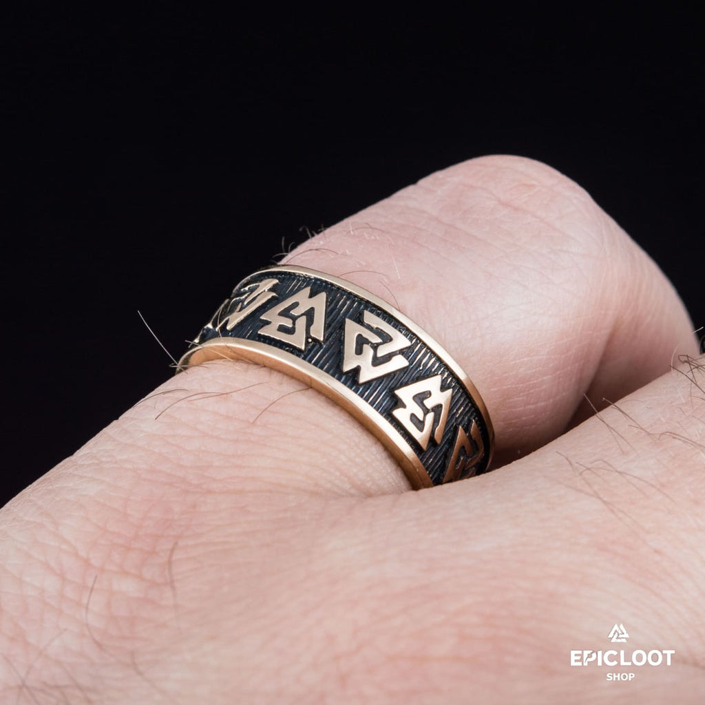 Valknut Symbol Viking Bronze Ring