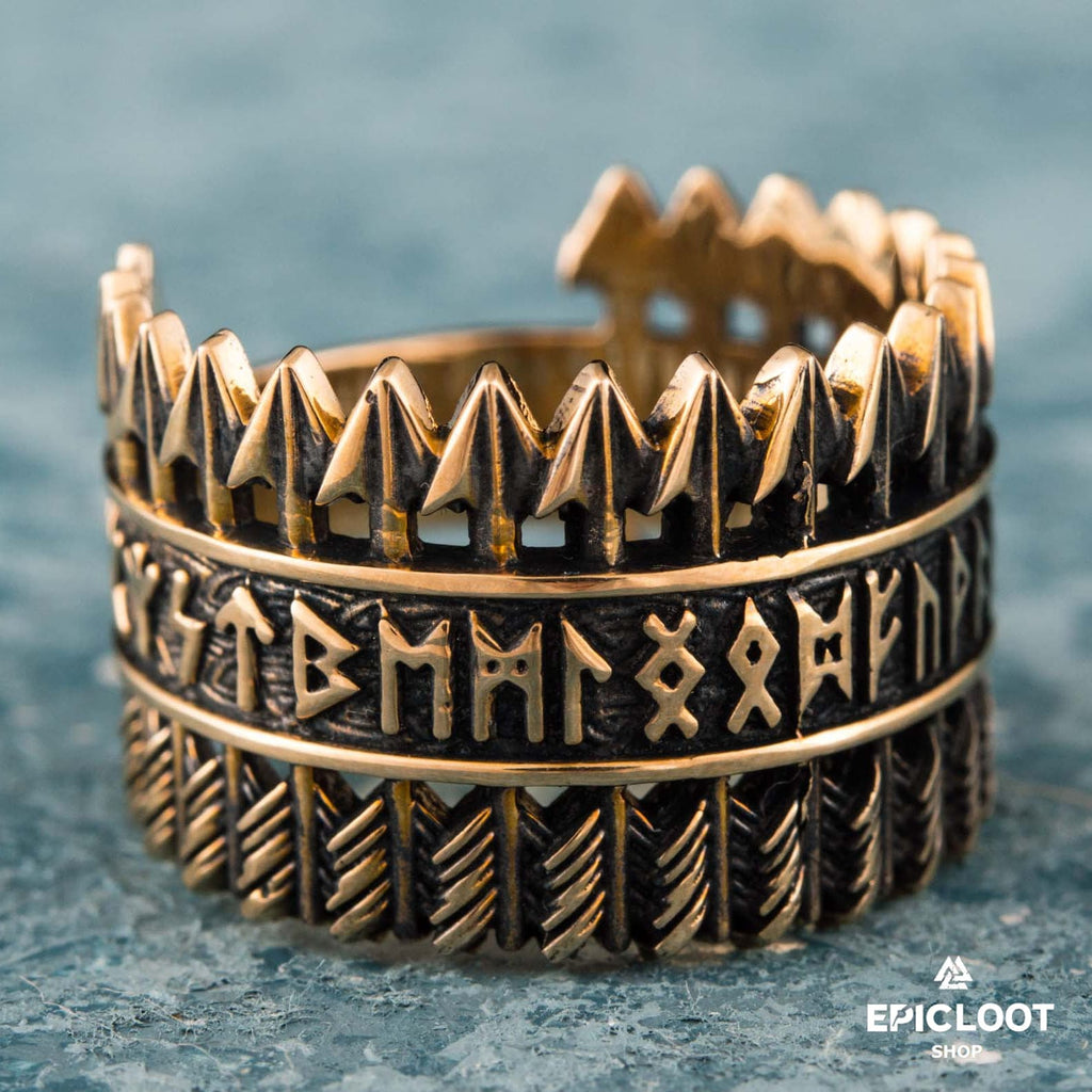 Arrows Ring Runic Bronze Viking Ring