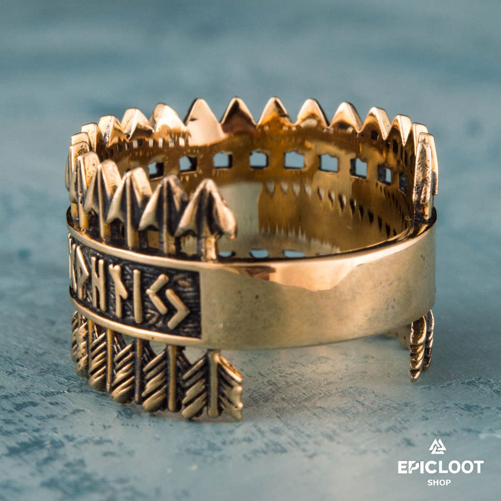 Arrows Ring Runic Bronze Viking Ring