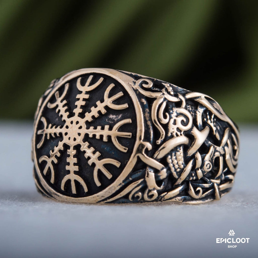 Helm Of Awe Decorated Bronze Ring