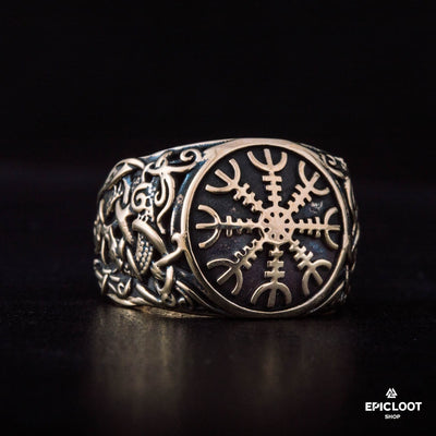 Helm Of Awe Decorated Bronze Ring