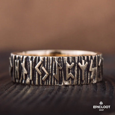 Elder Futhark Runes Ring Bronze Viking Ring