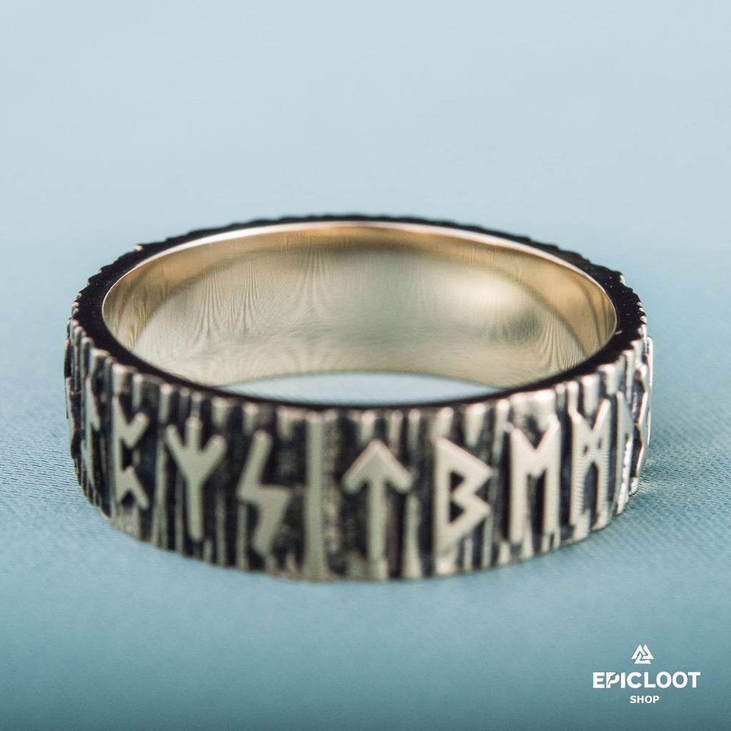 Elder Futhark Runes Ring Bronze Viking Ring