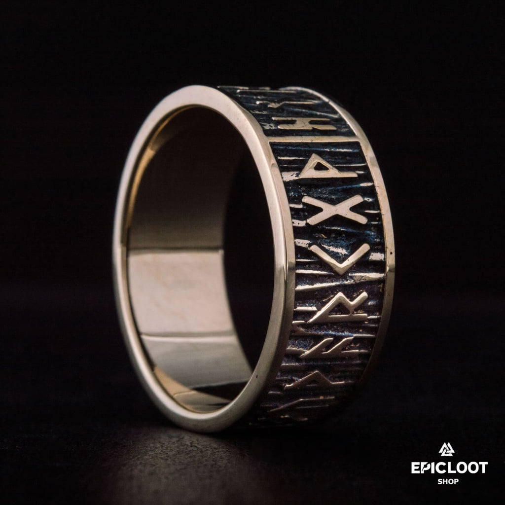 Elder Futhark Runes Bronze Viking Ring