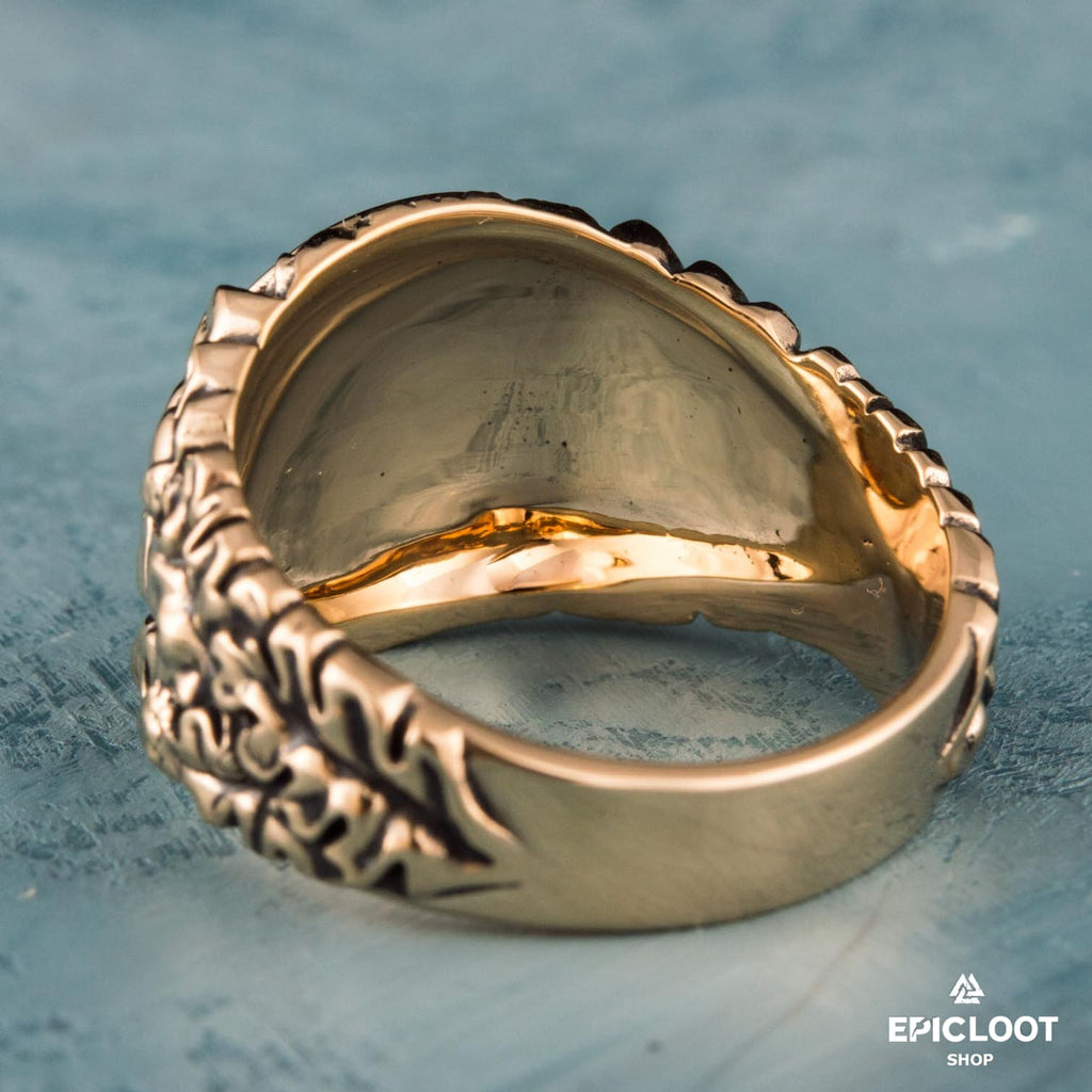 Helm Of Awe Symbol Decorated Bronze Norse Ring