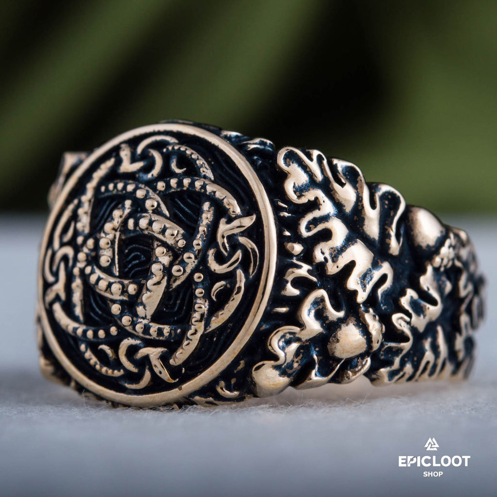 Jormungandr Decorated Bronze Viking Ring