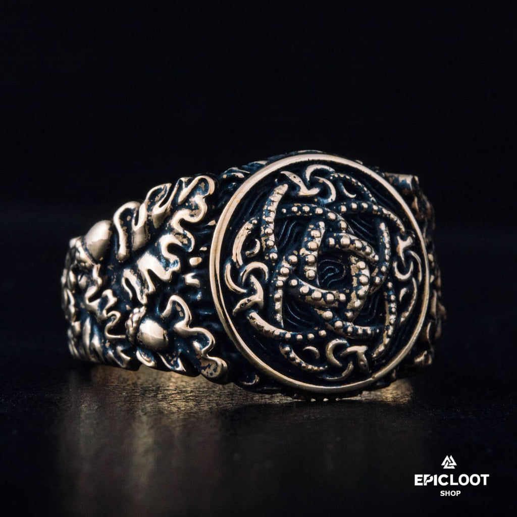 Jormungandr Decorated Bronze Viking Ring