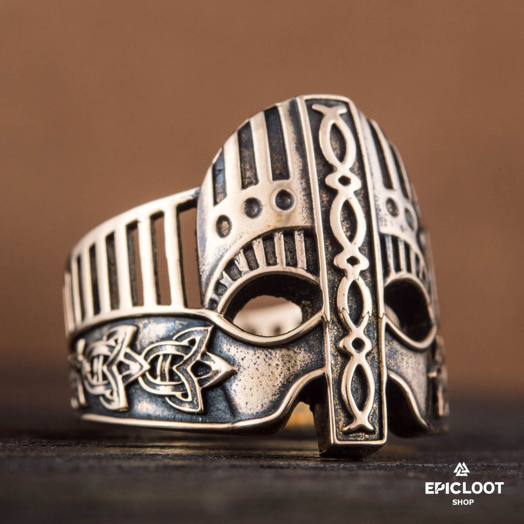 Viking Helmet Decorated Bronze Viking Ring
