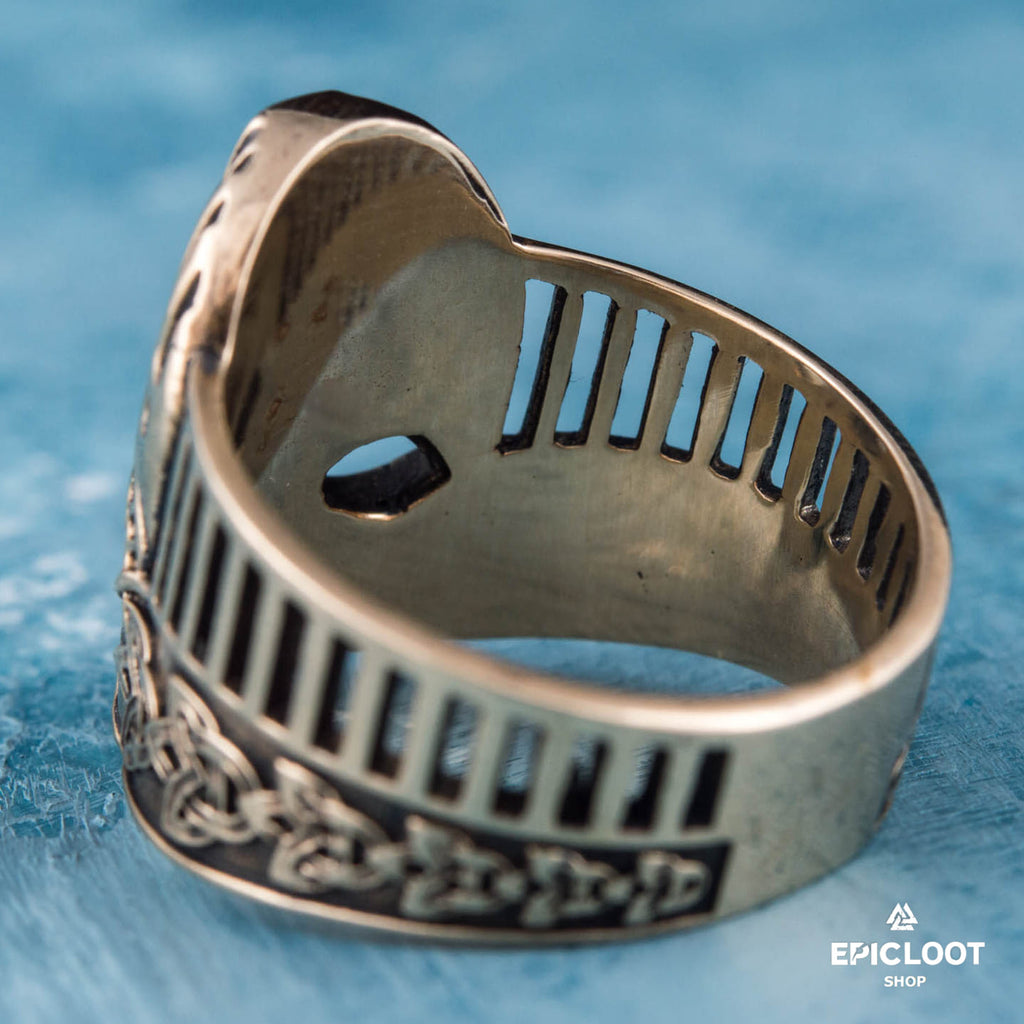 Viking Helmet Decorated Bronze Viking Ring