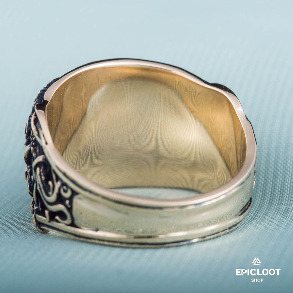 Yggdrasil Symbol Decorated Bronze Norse Ring