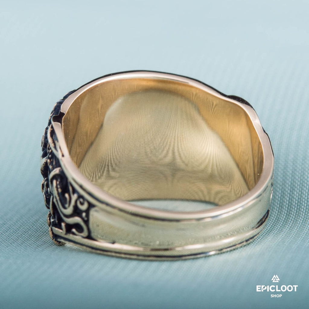 Triple horn Symbol Decorated Bronze Viking Ring