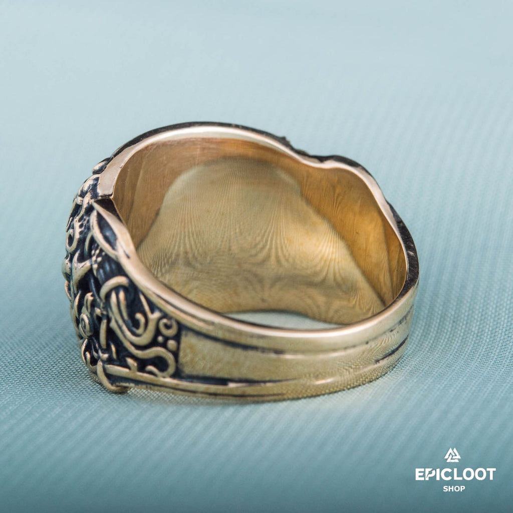 Raven Ring Decorated Bronze Viking Ring