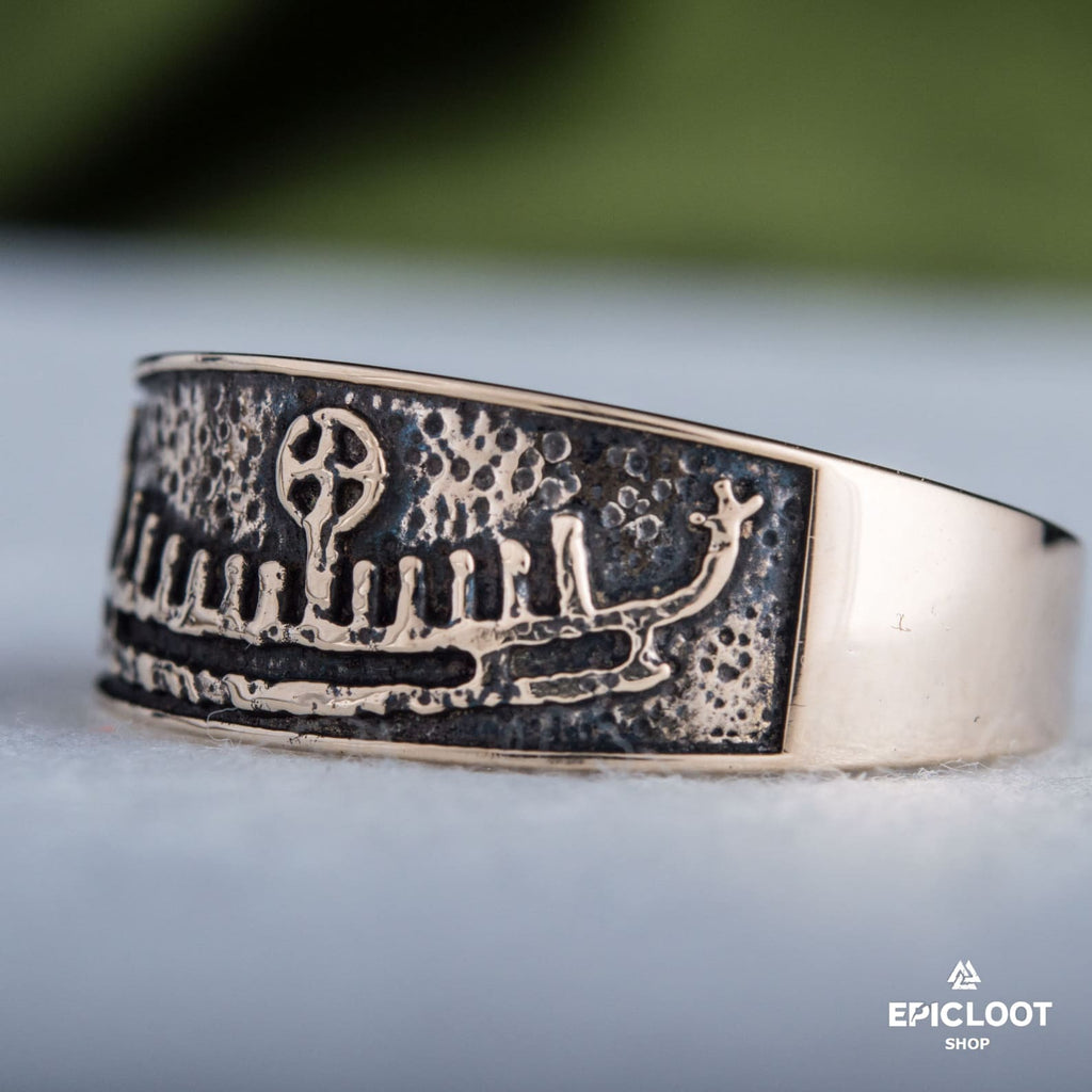 Drakkar Symbol Bronze Handcrafted Viking Ring